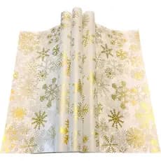 Folhas de Papel Cera Dourado com Padrão de Floco de Neve para Embalagens de Alimentos, Forro para Bandejas e Cestas, Pap