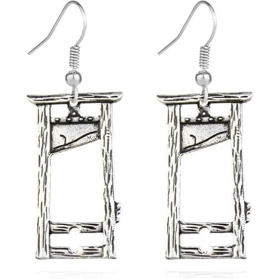 Gothic Silver Guillotine Earrings for Women Guillotine Dangle Earrings Hip Hop Rock Cosplay Party Cool Earrings Jewelry