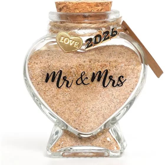 Mr&Mrs Sand Keepsake Jar – Bridal Shower Gifts, Personalized, Engagement & Honeymoon Essentials Travel Keepsake for Coup
