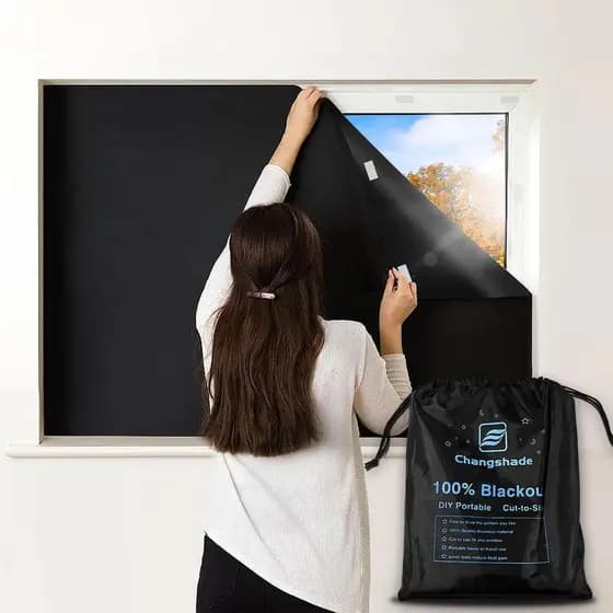 Cortinas Portáteis Changshade para Janelas, Cortinas Blackout Adesivas para Viagem Sem Furos 100% Blackout, Cobertura Te