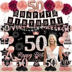 50 Peças de Decorações para Aniversário de 50 Anos para Mulheres - Presentes de Aniversário de 50 Anos, Kit de Coroa em