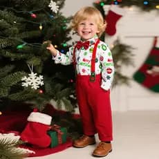 Natal roupas infantis pequeno terno de duas peças roupas infantis vestido de natal terno infantil comércio exterior ano