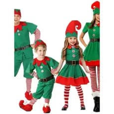 Natal crianças adulto pai-filho traje de natal traje elfo cosplay baile masculino feminino traje de Halloween
