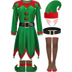 Natal crianças traje meninos meninas pai-filho traje Cosplay bonito elfo verde jardim de infância desempenho traje