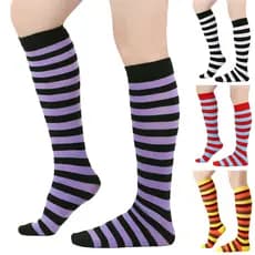 Meias listradas para panturrilha, meias de natal na altura do joelho, meias masculinas para casal, meias de cano médio p