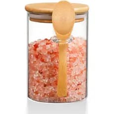 Pote de Vidro WHJY com Tampa e Colher, Potes de Vidro Herméticos com Tampas de Bambu, Potes para Aveia Noturna, Pote par