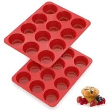 Formas de Silicone para Muffins SILIVO Antiaderentes (2 Peças) - Forma de Silicone para Cupcakes de 2,5 polegadas - Form