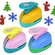 Conjunto de 3 Furadores de Papel com Formato de Árvore de Natal, Anjo e Floco de Neve, Furador de 1 Polegada, Ferramenta