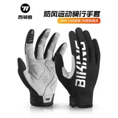 Cavalaria ocidental outono inverno à prova de vento luvas de dedo longo bicicleta antiderrapante absorção de choque ao a