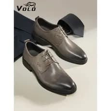 Sapatos masculinos de couro VOLO/Rhino, calçados formais de negócios, couro genuíno, serviço Civil, sapatos de couro de