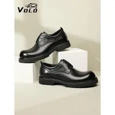 VOLO Rhino Sapatos masculinos casuais de couro, sola grossa, sapatos masculinos de couro com dedo grande, produto genuín