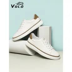Wang Crane Mesmo Estilo VOLO Rhino Sapatos Brancos de Sola Grossa Masculinos Moda Masculina Sapatos de Couro Genuíno Res