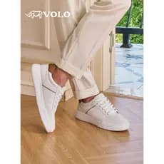 VOLO/Rhino sapatos masculinos 2026 novo estilo na moda de sola grossa couro genuíno sapatos brancos masculinos de sola m