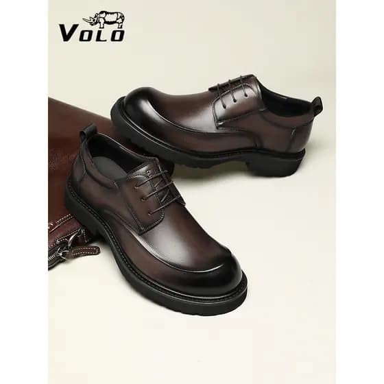 VOLO rinoceronte sapatos de couro masculino negócios Formal Wear primavera sola grossa aumentando sapatos masculinos All
