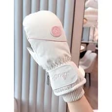 Luvas esportivas de esqui femininas forro de lã de inverno engrossado quente à prova de frio à prova d'água tela sensíve