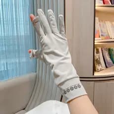 Luvas de proteção solar de seda gelo ao ar livre mulheres verão estilo fino guarda-sol condução equitação antiderrapante