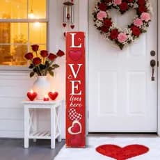 Decoração de Placa para Varanda do Dia dos Namorados, Placas Decorativas de Madeira Suspensas e de Pé para Jardim, Porta
