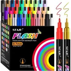SFAIH 30 Marcadores de Giz Líquido Vibrantes para Quadro Negro, Calendário, Vidro - [1 Lenço Umedecido] Sem Resíduos, Po