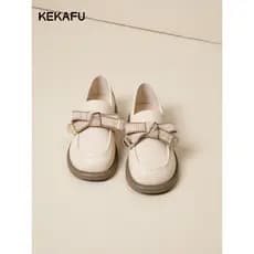 Kekafu mocassins planos femininos 2026 novo estilo quatro estações sapatos femininos Bowknot britânico pequenos sapatos
