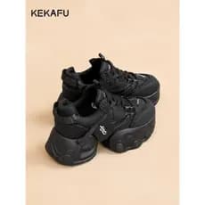 Kekafu sapatos papai de sola grossa feminino 2026 novo estilo inverno velo velo pequeno olhar aumentado sapatos esportiv