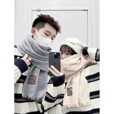 1sn estilo coreano inverno novo estilo qualidade textura lã tricô casal cachecol masculino estudante feminino borla mant