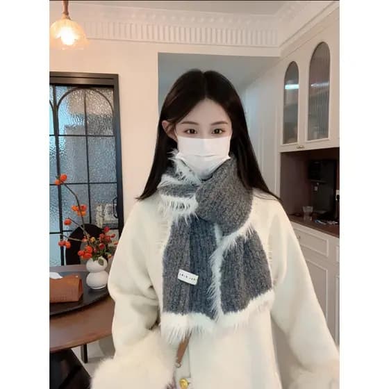 1sn 2025 estilo coreano cachecol inverno quente cachecol feminino presente encaixotado lã tricô estudante lã simples na