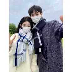 2025 novo estilo casal cachecol feminino inverno quente lã coreana tricô presente encaixotado babador masculino na moda