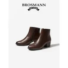 Baoshuman botas curtas de couro 2026 outono novo estilo feminino bico fino salto alto sapatos femininos sola macia couro