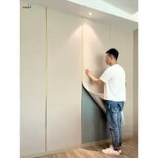 Papel de parede de linho autoadesivo, à prova d'água, à prova de umidade, quarto, cabeceira, macio, decoração, sala de e
