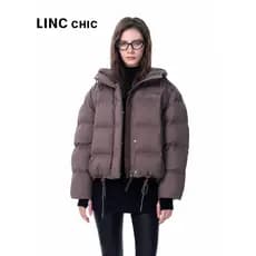 LINCCHIC Golden Yujie 2025 Inverno Novo Estilo Jaqueta Perfil Design Jaqueta Curta Feminina 2125