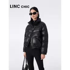 LINC Jin Yujie jaqueta curta feminina novo estilo leve gola alta jaqueta de pão fora de temporada jaqueta feminina 1296