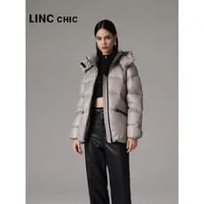 LINCCHIC Jin Yujie jaqueta curta feminina novo estilo Ultra-leve brilhante colorido na moda com capuz pão jaqueta invern