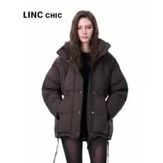 LINC Golden Yujie 2025 Inverno Novo Estilo Jaqueta Com Capuz Ballet Jaqueta Curta Feminina 3163