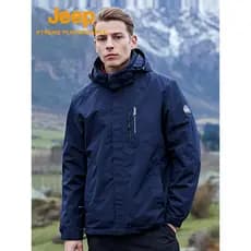 Jeep jeep primavera outono jaqueta impermeável masculina forro de lã engrossado três-em-um destacável roupas masculinas