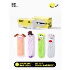 Meias femininas outono inverno Coral velo bonito engraçado dos desenhos animados meias casa Design quente meias de natal