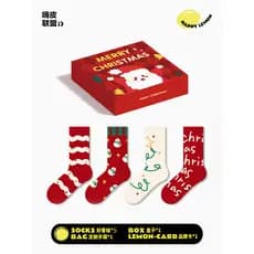 Meias de natal das mulheres dos homens meias primavera outono ins na moda saco de presente bonito casa meias caixa de pr