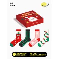 Meias de natal caixa de presente feminina outono inverno ins na moda dos desenhos animados bonito meio tubo meias presen