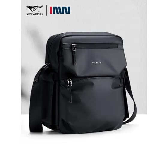 Sete lobos bolsa mensageiro masculina bolsa de ombro Casual moda masculina Commuter repelente de água ombro de grande ca