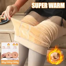 2026 Meia-Calça Térmica Forrada Peluciada Translúcida P-G de Lã Legging Grossa Inverno Quente Feminina