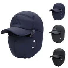 Chapéu De Inverno Homem À Prova De Vento Máscara Quente Facial Completa Destacável Boné De Baseball