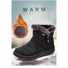 Mulheres Quentes Sapatos De Couro De Pelúcia Botas De Tornozelo Inverno Deslizamento Em Plana Casual Ultraleve À Prova D
