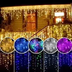 2026 4m Cortina Iicle Claro Led 0.3-0.6m Para Decoração Externa/Natal/Festa/Jardim De Ano Novo 220v