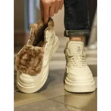 Sapatos de algodão estilo masculino estilo inverno 2025 novo estilo forro de lã engrossado quente grande sapatos de algo
