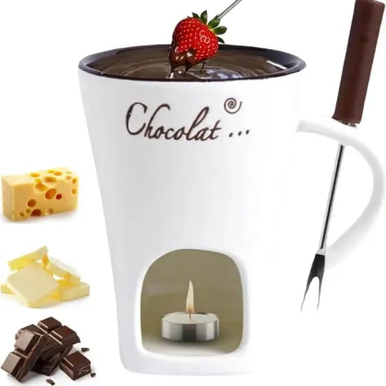 Derretedor de Chocolate, Caneca de Fondue de Chocolate, Mini Conjunto de Fondue de Chocolate com Garfos para Presentes d
