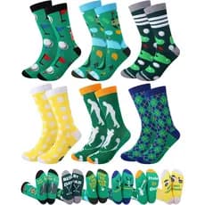 Haysandy 6 Pares de Meias de Golfe Engraçadas para Homens e Mulheres, Tamanho de Calçado 10-13, Meias Divertidas para Pr