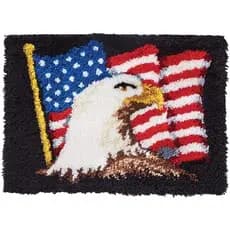 Kits de Tapete com Gancho QJBMEI para Adultos com Tela Impressa da Bandeira Americana, Kits de Tapeçaria DIY, Kit para F