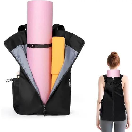 Bolsa para Tapete de Yoga WOMACO, Suporte Ajustável para Blocos de Yoga com Alças de Mochila e Bolsos Laterais, Mochila
