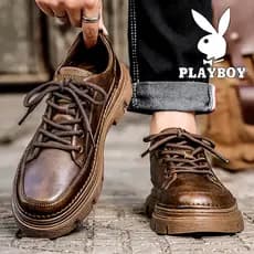 Playboy Retro sapatos de couro masculino verão 2026 novo estilo Casual negócios estilo britânico marrom grande dedo do p