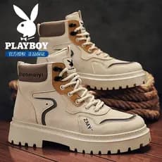Playboy sapatos masculinos 2026 novo estilo verão de sola grossa de alta qualidade Casual Martin botas de couro antiderr