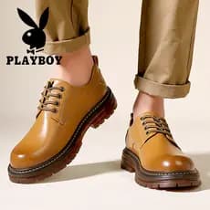 Playboy ferramentas sapatos masculinos verão americano Retro botas ruibarbo couro Casual sapatos de couro dedo do pé gra